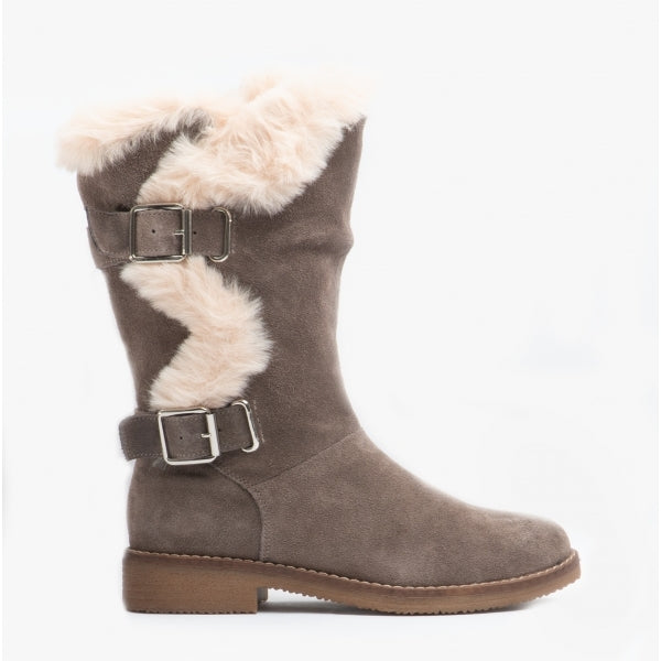 Mid calf boots with fur best sale