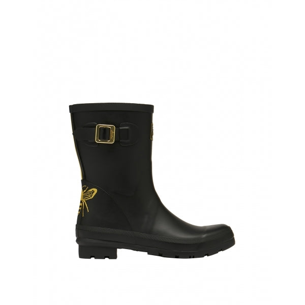 Joules MOLLY WELLY Womens Rubber Mid Height Wellies Gold Etched Bee Shuperb