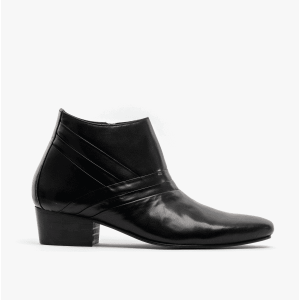 MARIO Mens Leather Cuban Heel Boots Black