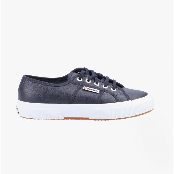 Superga 2750 TUMBLED Womens Leather Trainers Blue Navy Shuperb