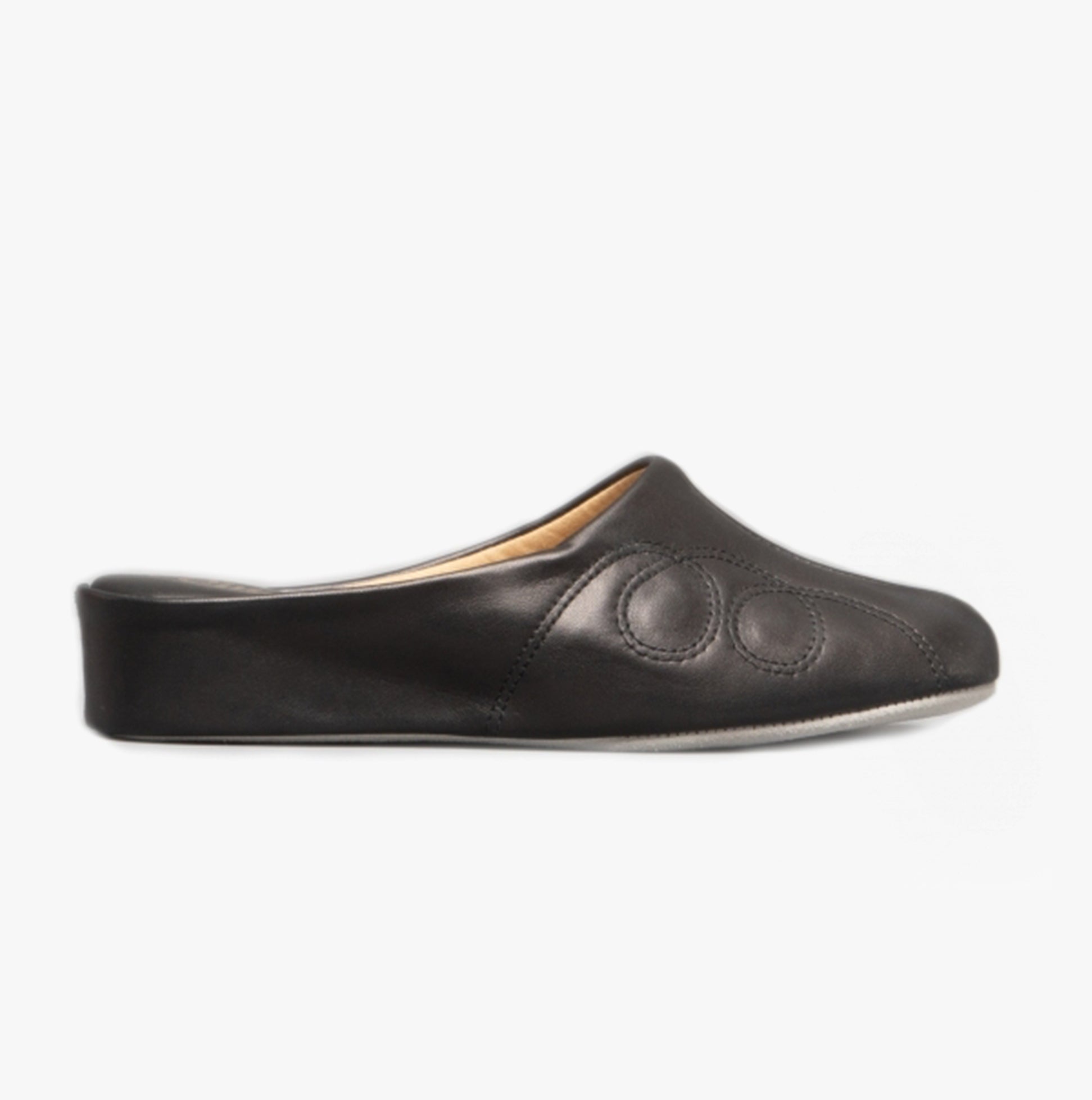 MAHON Ladies Leather Mule Slippers Black