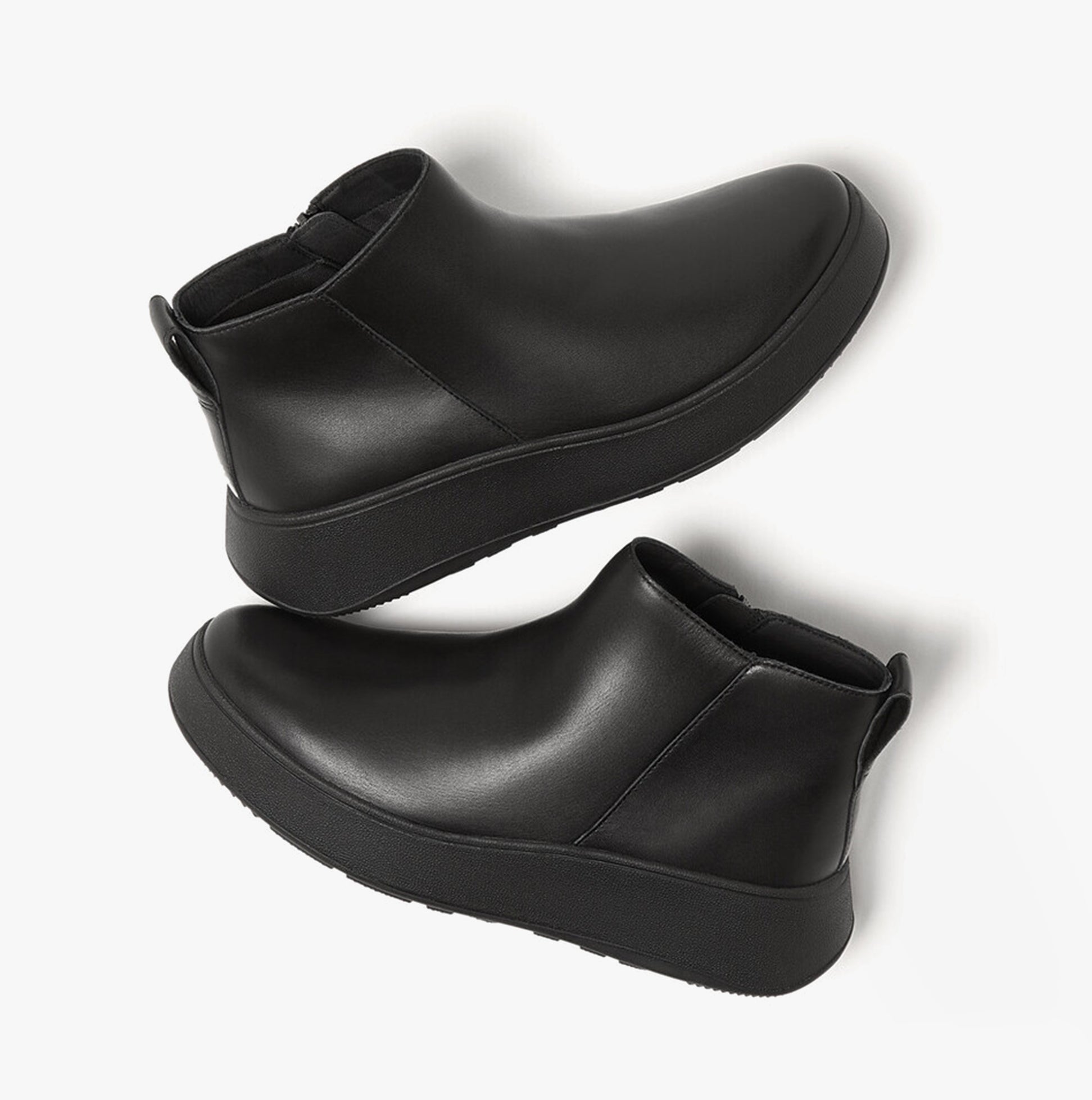 F MODE FLATFORM Womens Zip Ankle Boots All Black