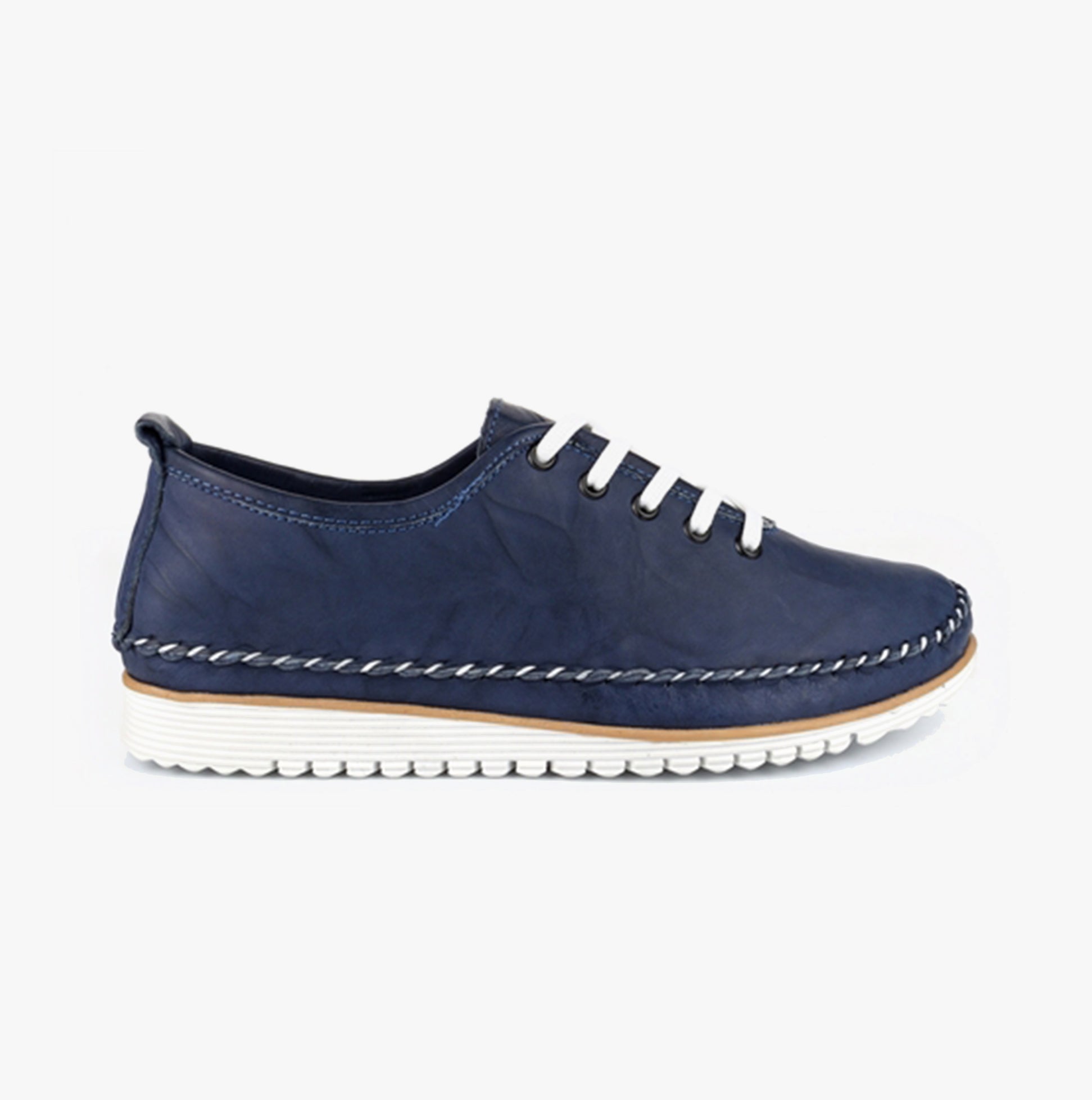 Mod Comfys L988NC Womens Soft Leather Lace Up Shoes Navy Shuperb