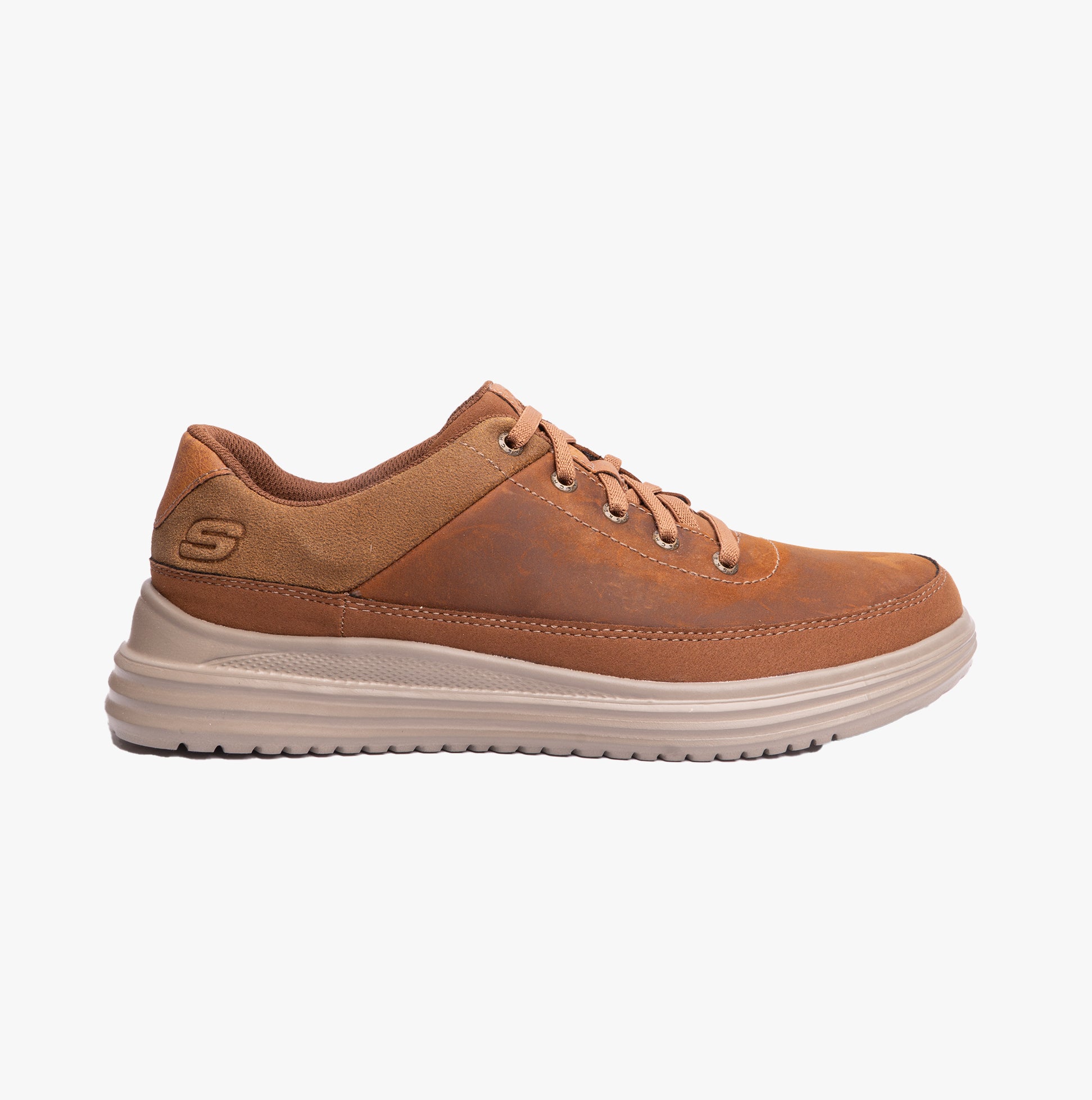 Skechers brown leather trainers deals