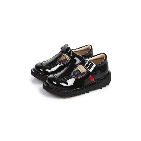 Kickers KICK T Girls Patent Leather Shoes Black - Shuperb