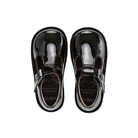 Kickers KICK T Girls Patent Leather Shoes Black - Shuperb