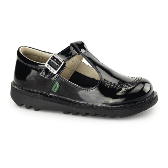 Kickers KICK T Girls Patent Leather Shoes Black - Shuperb