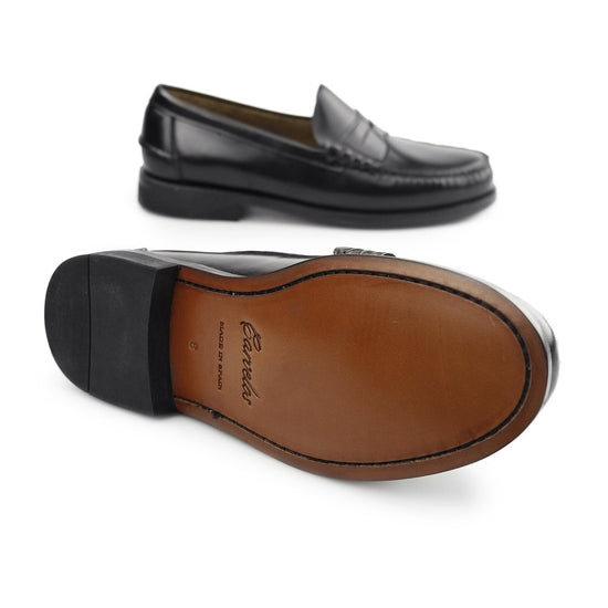 Carvelos JUAN Mens Leather Penny Loafers Black - Shuperb