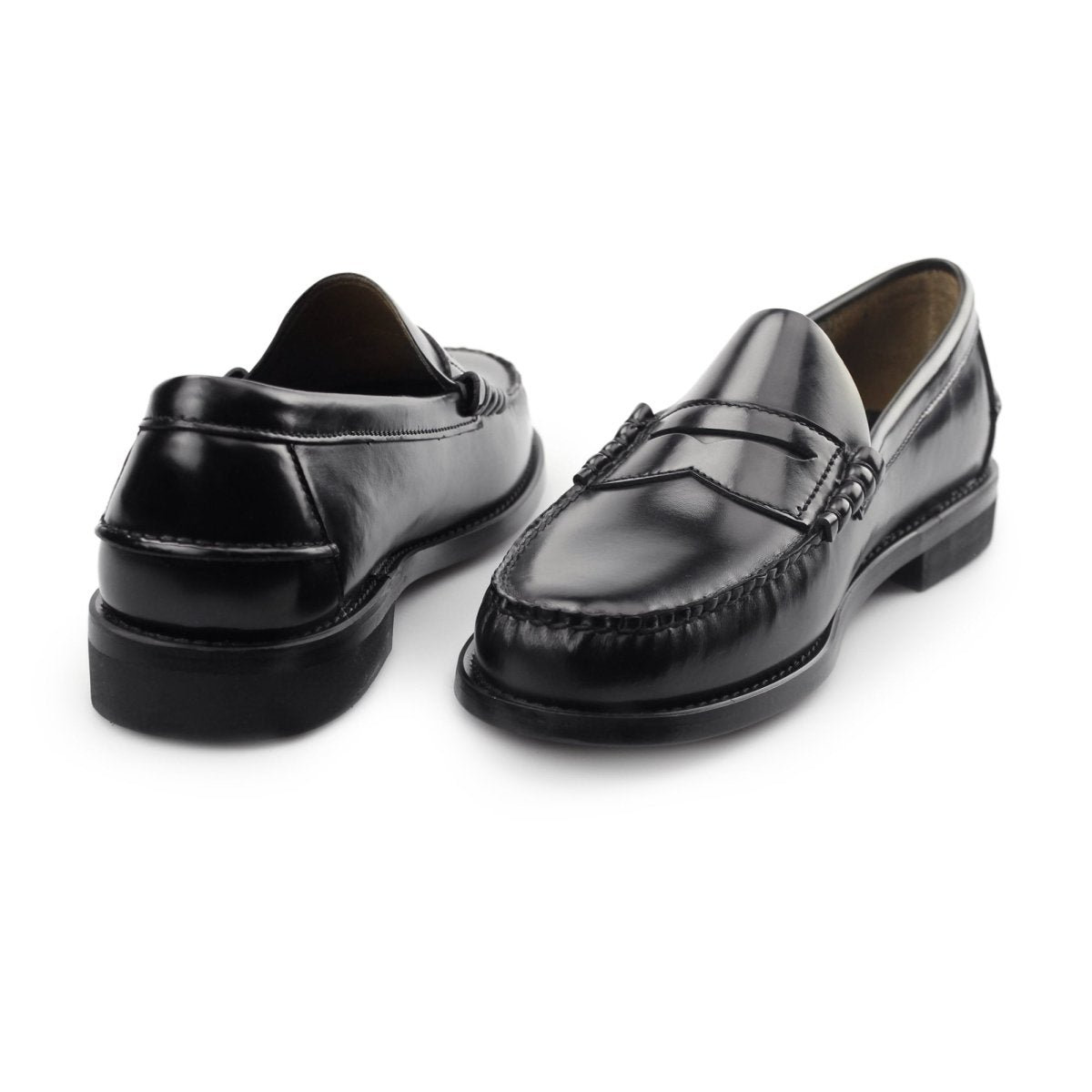 Carvelos JUAN Mens Leather Penny Loafers Black - Shuperb