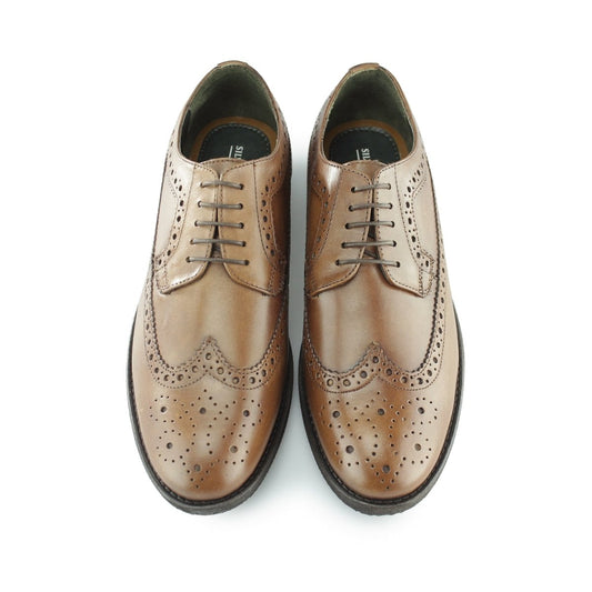 Silver Street London DOWNING Mens Leather Longwing Derby Brogues Tan - Shuperb