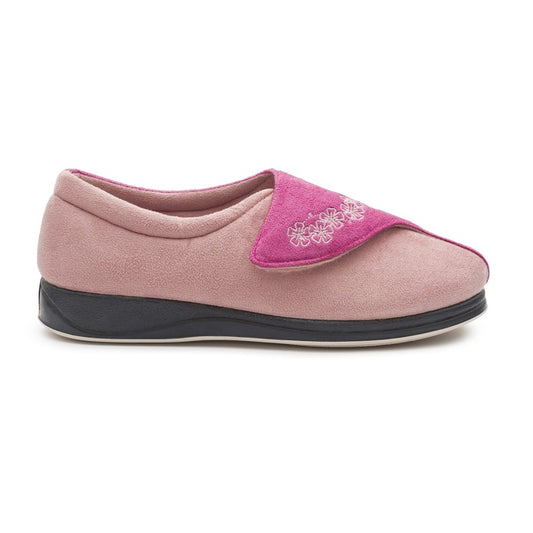 Padders HUG Ladies (EE Fit) Touch Fasten Slippers Pink - Shuperb