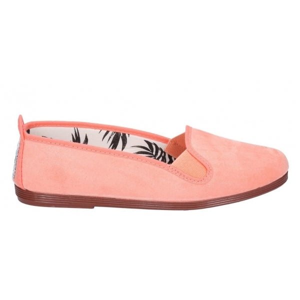 Flossy DOSIER Ladies Canvas Slip On Plimsolls Coral - Shuperb