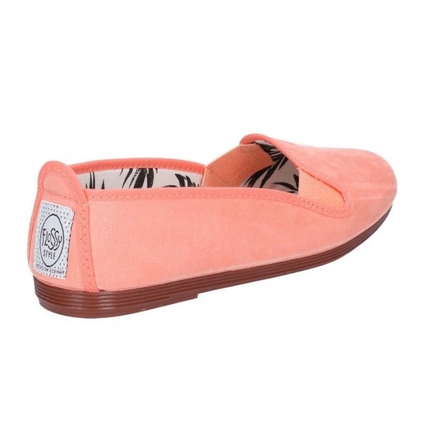 Flossy DOSIER Ladies Canvas Slip On Plimsolls Coral - Shuperb