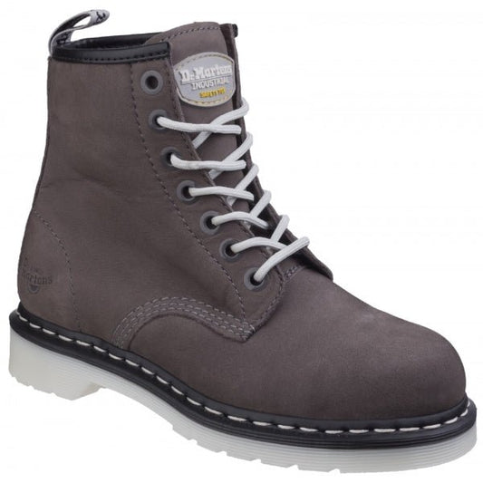 Dr Martens MAPLE ST Ladies Leather Safety Boots Grey Wind River - Shuperb