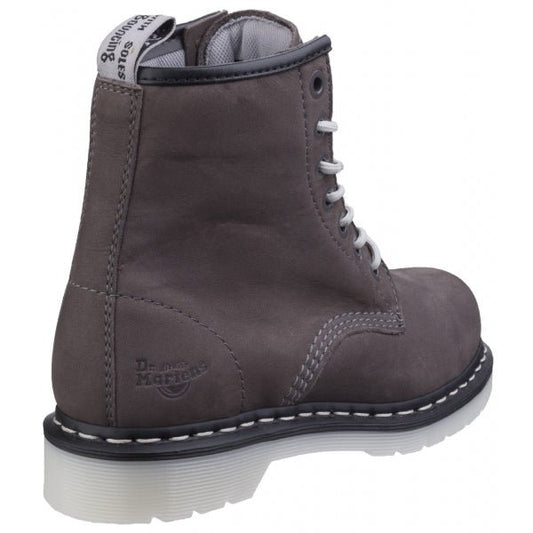 Dr Martens MAPLE ST Ladies Leather Safety Boots Grey Wind River - Shuperb