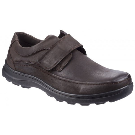 Fleet & Foster HURGHADA Mens Leather Touch Fasten Shoes Brown - Shuperb