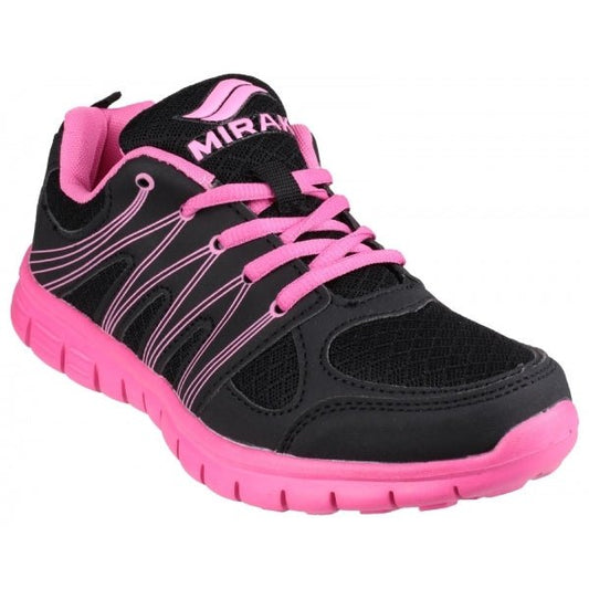 Mirak MILOS Ladies Mesh Trainers Black/Fuchsia - Shuperb