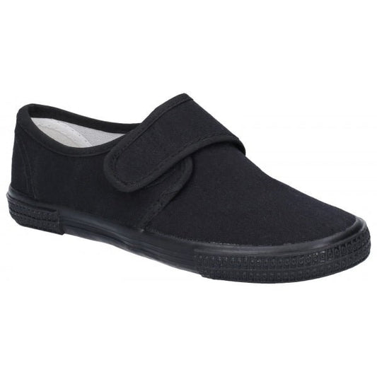 Mirak 99248 Unisex Canvas Touch Fasten Plimsolls Black - Shuperb