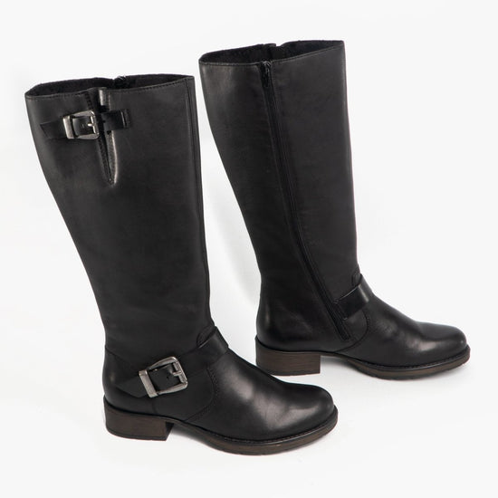 Rieker Z9580 - 00 Ladies Leather Riding Boots Black - Shuperb