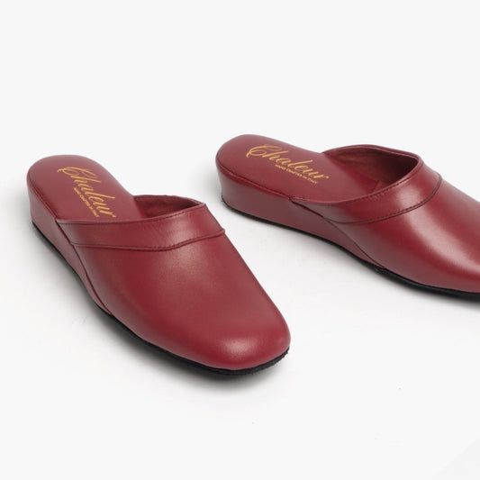 Chaleur FLORENCE Ladies Mule Slippers Bordeaux - Shuperb