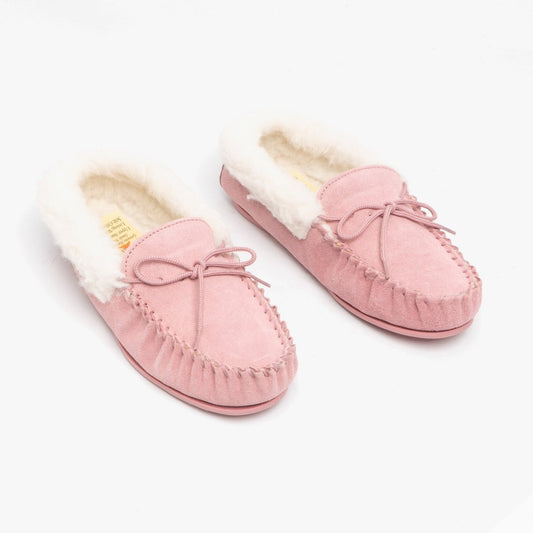 Mokkers EMILY Ladies Moccasin Slippers Pink - Shuperb