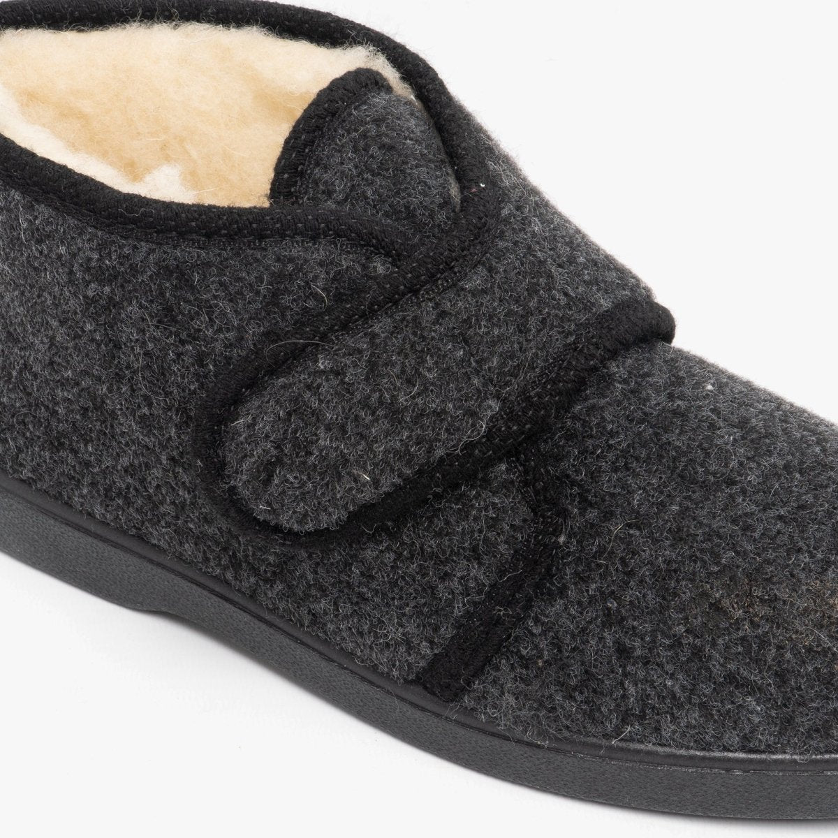 House of Slippers BENTLEY Mens Touch Fasten Boot Slippers Grey/Black - Shuperb