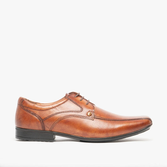 Front SNOWDEN Mens Leather Lace - Up Shoes Tan - Shuperb