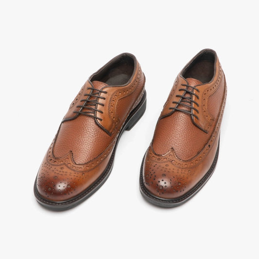 Roamers JAMES Mens Leather Lace Up Brogue Gibson Shoes Brown - Shuperb