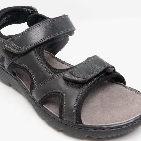 Hush Puppies CARTER Mens Leather Sandals Black - Shuperb