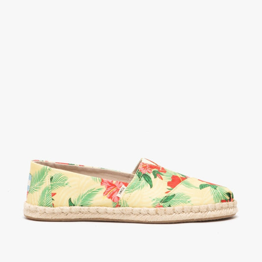 TOMS ALPARGATA ROPE Ladies Canvas Shoes Yellow Hibiscus - Shuperb