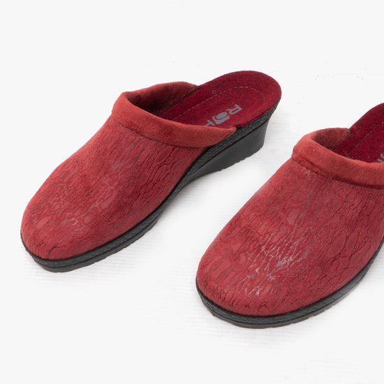 Rohde 2455 Ladies Slip On Mule Slippers Bordeaux - Shuperb