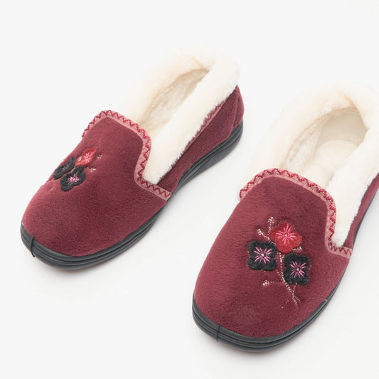 Jo & Joe EDITH Ladies Full Slippers Burgundy - Shuperb