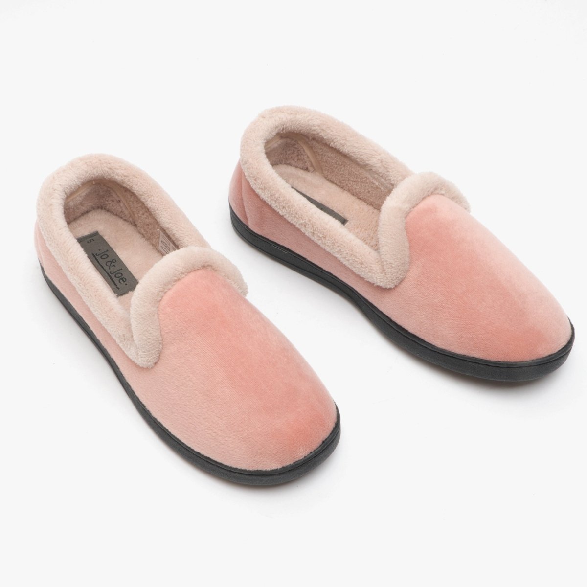 Jo & Joe CASHMERE Ladies Velour Full Slippers Blush - Shuperb