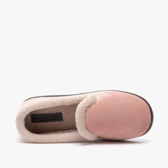 Jo & Joe CASHMERE Ladies Velour Full Slippers Blush - Shuperb