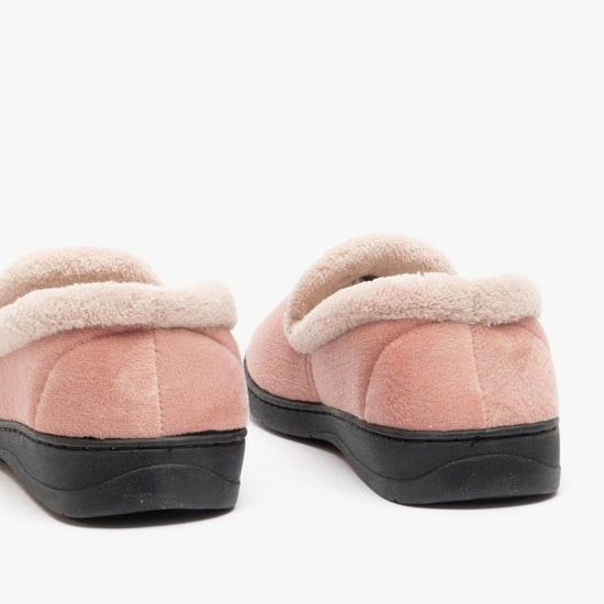 Jo & Joe CASHMERE Ladies Velour Full Slippers Blush - Shuperb