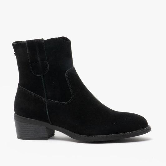 Hush Puppies IVA Ladies Suede Ankle Boot Black - Shuperb