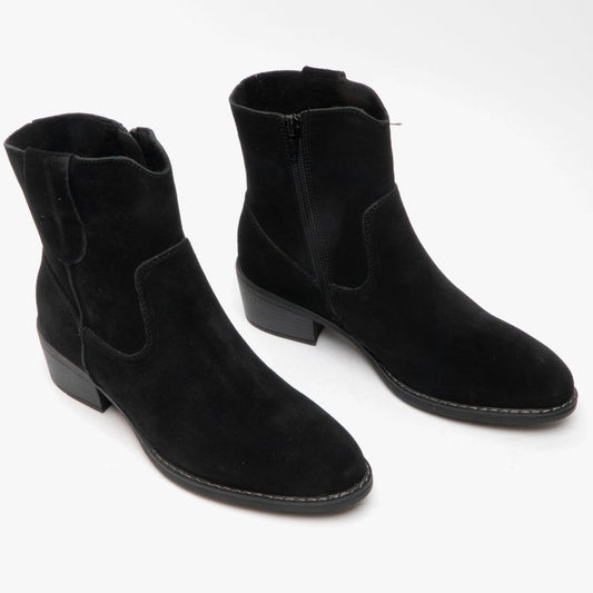 Hush Puppies IVA Ladies Suede Ankle Boot Black - Shuperb