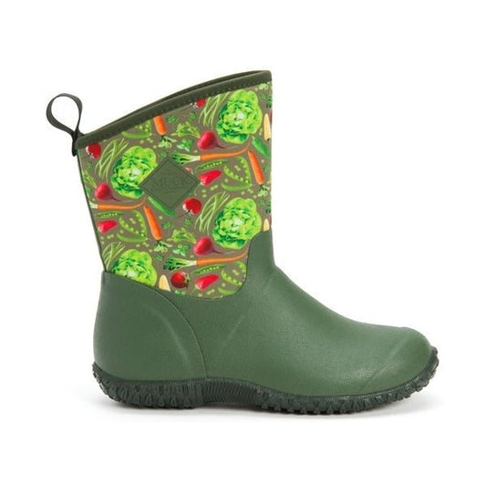 Muck Boots MUCKSTER II MID Ladies Rubber Boots Green Veggie Print - Shuperb