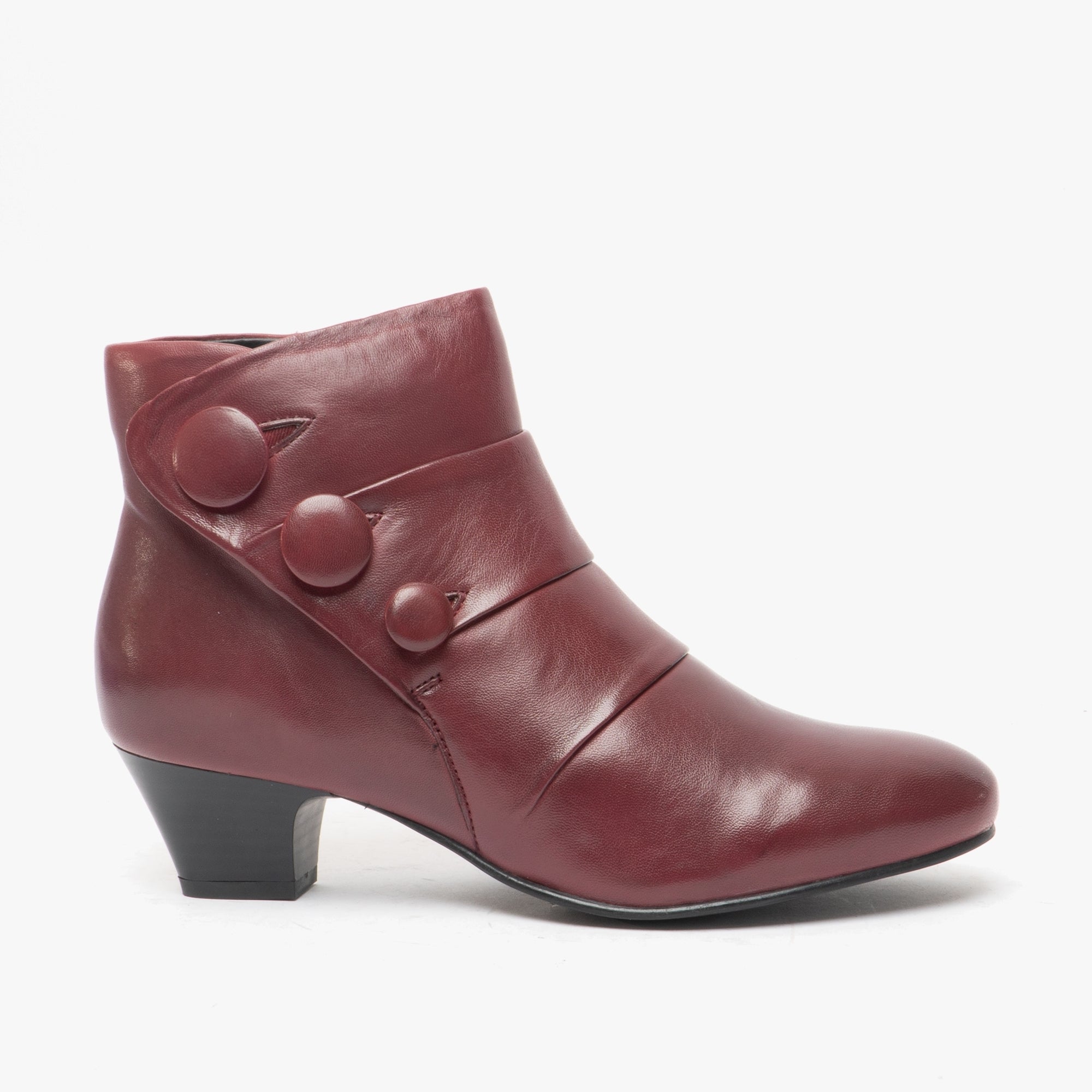 Ladies red leather ankle boots best sale