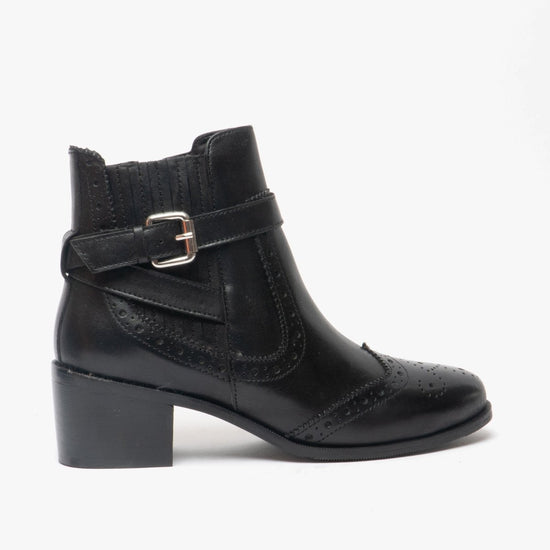 Hush Puppies RAYLEIGH Ladies Leather Ankle Boots Black - Shuperb