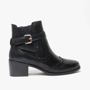 Hush Puppies RAYLEIGH Ladies Leather Ankle Boots Black - Shuperb