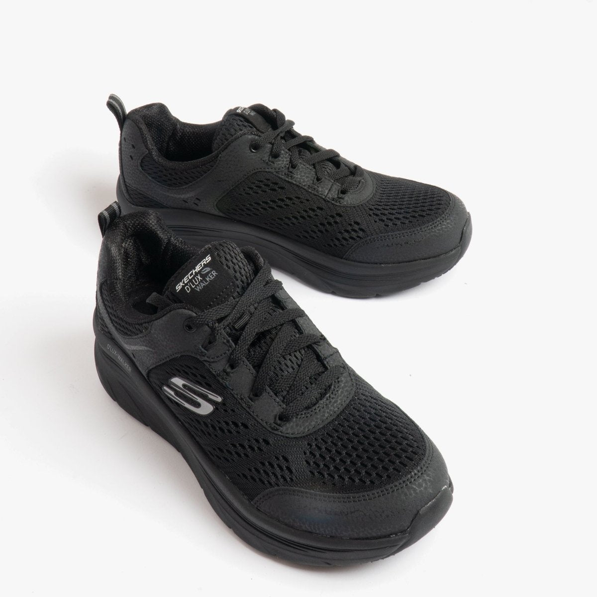 Skechers D'LUX WALKER INFINITE MOTION Ladies Trainers Black - Shuperb