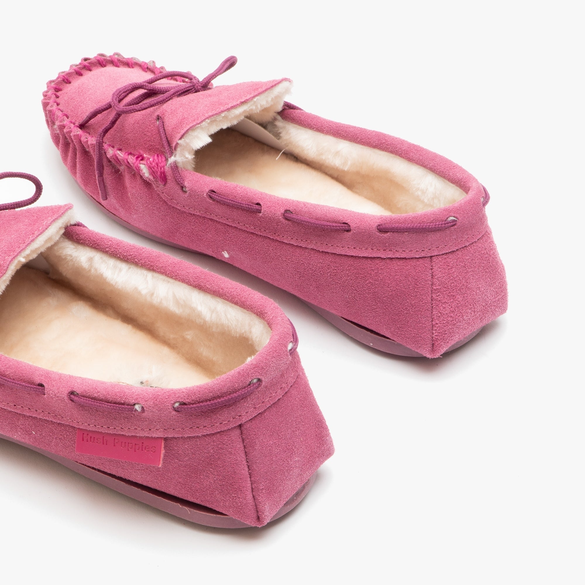 Hush Puppies ALLIE Womens Suede Moccasin Slippers Rose Shuperb