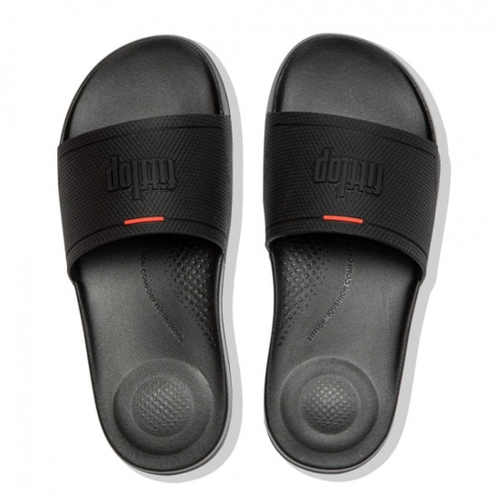 FitFlop IQUSHION SLIDE Ladies Rubber Sandals All Black - Shuperb