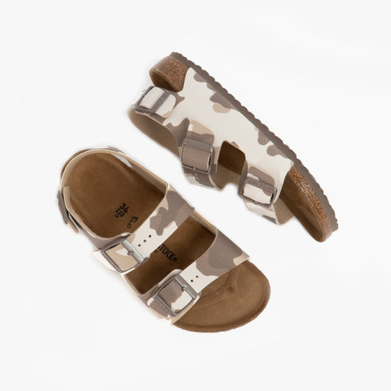 Birkenstock MILANO 1018986 (Reg) Boys Birko - Flor Two Strap Sandals Camo Almond - Shuperb