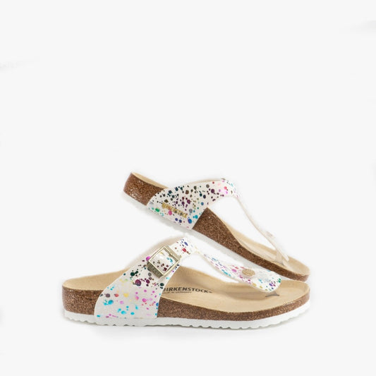 Birkenstock GIZEH 1019611 (Reg) Girls Toe Post Sandals Confetti White Pop - Shuperb