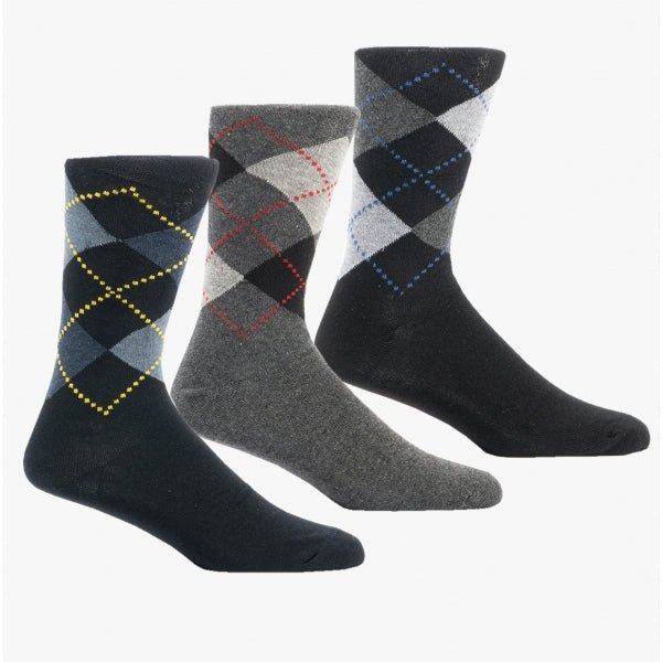 Shuperb Mens 3 Pack Of Argyle Diabetic Socks Multicolour: One Size - Shuperb