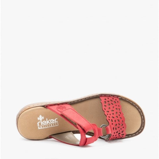 Rieker 608A7 - 33 Ladies Mule Sandals Red - Shuperb