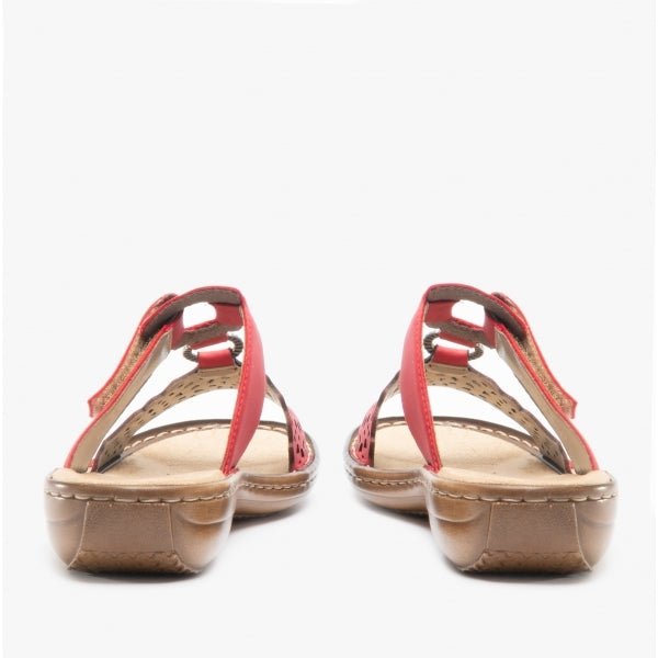 Rieker 608A7 - 33 Ladies Mule Sandals Red - Shuperb