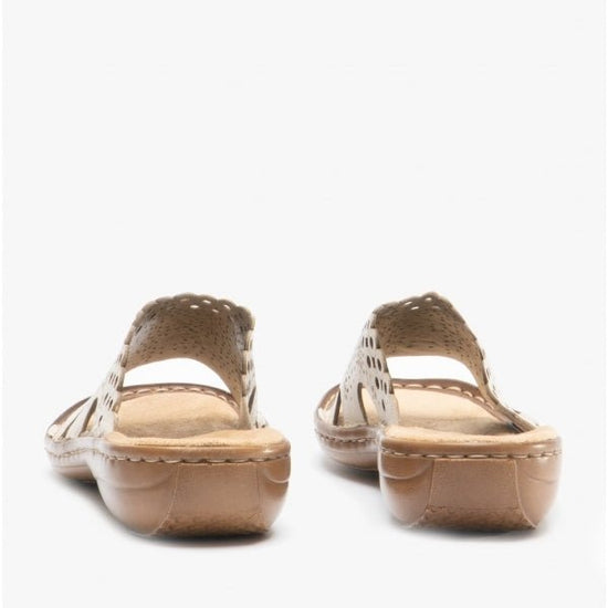 Rieker 608K6 - 60 Ladies Mule Sandals Cream - Shuperb